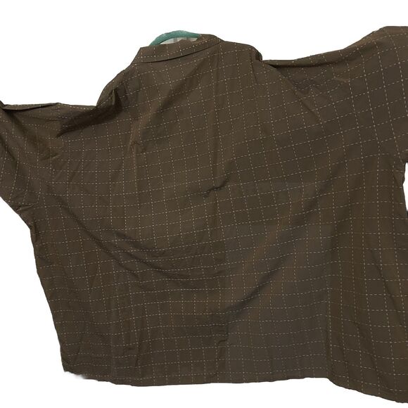 Ossomani Men's 7XB Short Sleeve Button Up Shirt Brown and White 100% Cotton - Picture 4 of 8